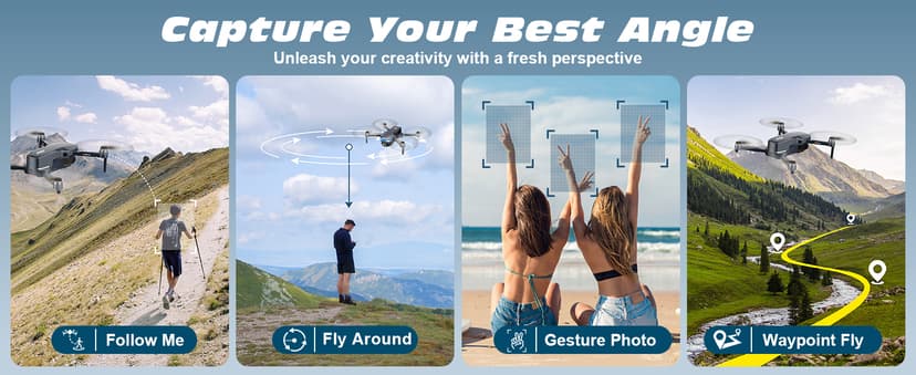 GPS Drone with 4K Camera for Adults, Foldable RC Quadcopter with 1312ft Range Video Transmission, 48 Mins Flight Time, Auto Return, Follow Me, Circle Fly, Waypoint Fly, Gesture Control
