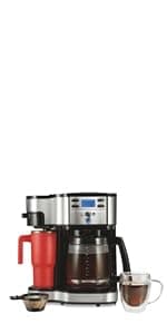 Hamilton Beach 2-Way 12 Cup Programmable Drip Coffee Maker & Single Serve Machine, Glass Carafe, Auto Pause and Pour, Black (49980R)