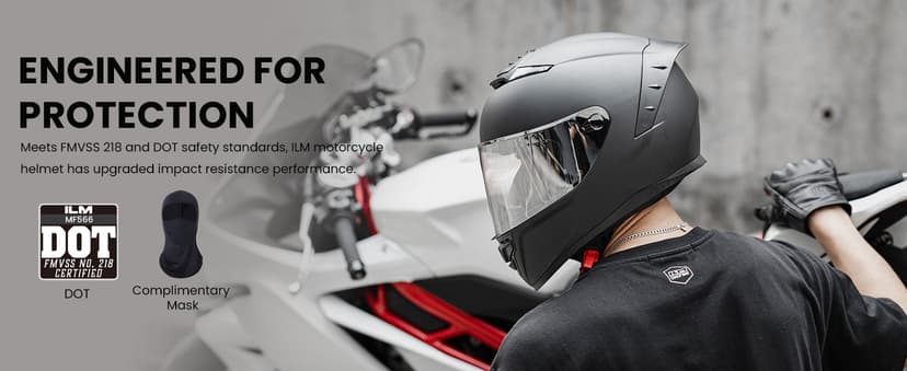 ILM Motorcycle Helmets Full Face for Men Women Cascos para Motos Powersports Motorbike Street Racing DOT Model MF566
