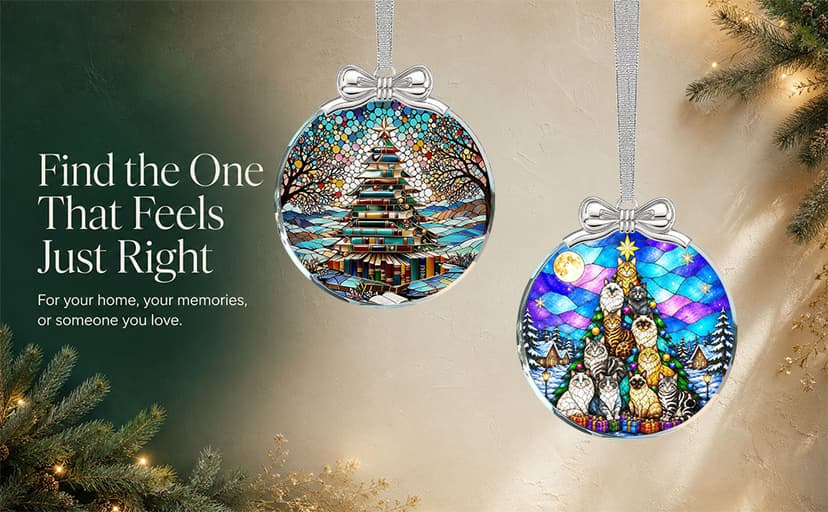 Hanging Ornament for Christmas Tree Decorations- Holiday Keepsake Present Exchange Idea Book Tree Christmas Ornament Unique 2026, Book Lover Gift Glass B0FJMNWGJ9