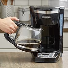 BLACK+DECKER 12-Cup Digital Coffee Maker, Programmable, Washable Basket Filter, Sneak-A-Cup, Auto Brew, Water Window, Keep Hot Plate, Black