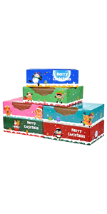 Uptotop Christmas Cookie Boxes, 24 Pcs Small Christmas Party Boxes with 6 Different Designs and Color, Xmas Bakery Pastry Boxes for Pastries, Cupcakes, Brownies, Donuts, 4" x 2.7" x 6.3"
