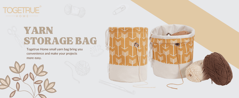 TOGETRUE Yarn Bag, Small Knitting Crochet Bag, Portable Yarn Storage Bags Organizer for Crocheting Project, Store Skein Ball, Short Knitting Needle (Yellow)