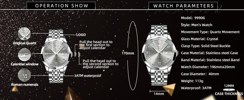 OLEVS Mens Silver Watches Luxury Waterproof Silver Watch for Men Analog Quartz Stainless Steel Men's Dress Watches Classic Casual Wrist Watch Large Face with Date Relojes para Hombres