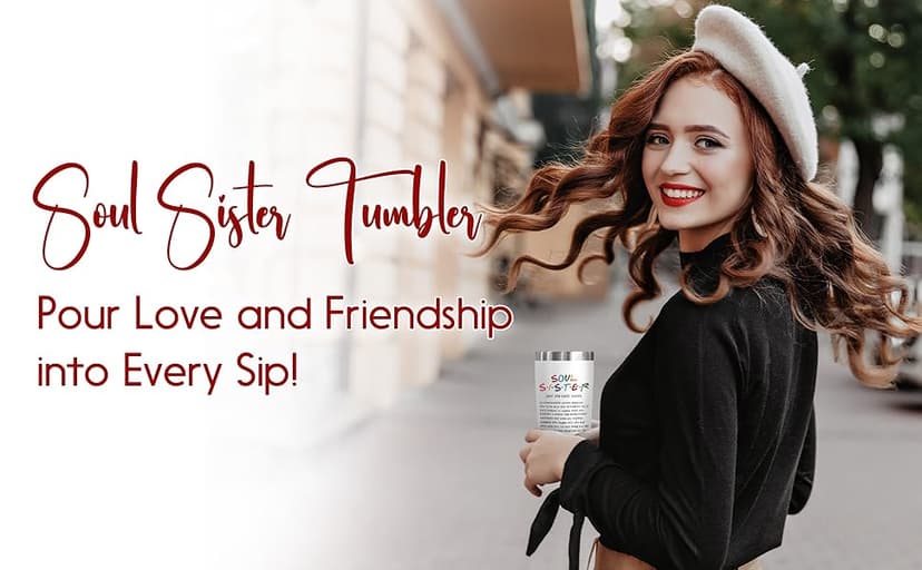 TEEZWONDER Friendship Gifts for Women - Soul Sister Stainless Steel Insulated Coffee Tumbler with Lid 20 oz - Mothers Day Birthday Gifts for Friendship Women Friend BFF Female Work Bestie Coworkers