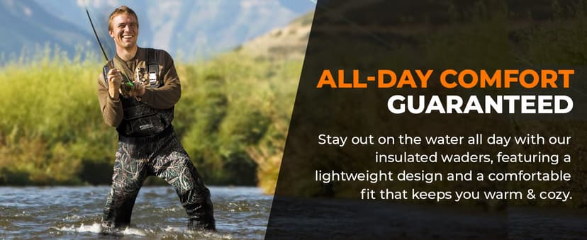 Foxelli Chest Waders, Waterproof 4mm Neoprene Hunting & Fishing Waders for Men & Women with Boots