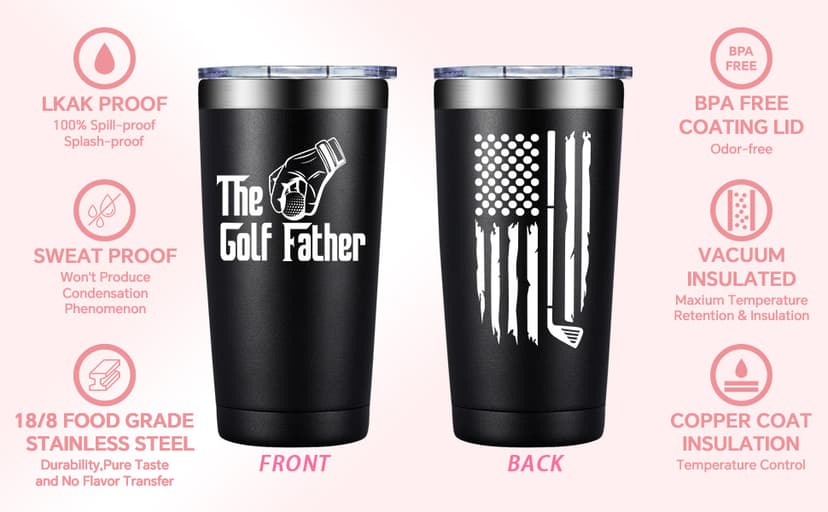 Grifarny Golf Gifts for Men - Fathers Day Golf Gifts for Dad, Grandpa, Papa, Husband, Golfers, Golfing Lovers - The Golfs Father Tumbler Mug 20oz