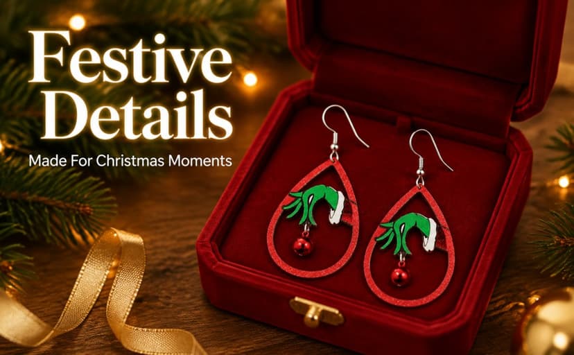 WCRAZYE Christmas Wood Earrings for Women Handmade Wooden Teardrop Dangle Earrings Christmas Xmas New Year Party Earrings Set Winter Holiday Jewelry Gift B0BNNNMHD4