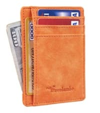 Travelambo Slim Wallet Front Pocket Minimalist Leather RFID Blocking Medium Size