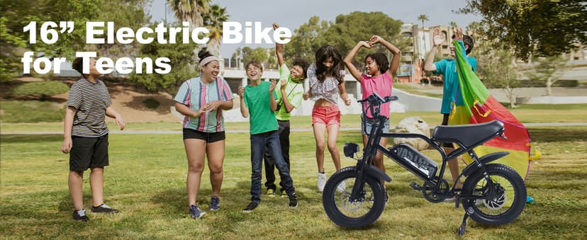 Electric Bike, 16'' Fat Tire E-Bike for Teens/Adults, 500W Small E-Bike with 36V/12.8Ah Removable Battery, Up to 22MPH, 45 Mile Range, Electric Dirt/Mountain Bike for Woman/Men A13