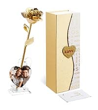 Mikasol Gold Dipped Real 24K Gold Rose, 1 Pack Infinity Flower Decor Hand Dipped in 24K Romantic Rose Gifts for Women in Her Wife Girlfriend Birthday Anniversary Valentines Mothers Day Christmas B0CC5R3S9V