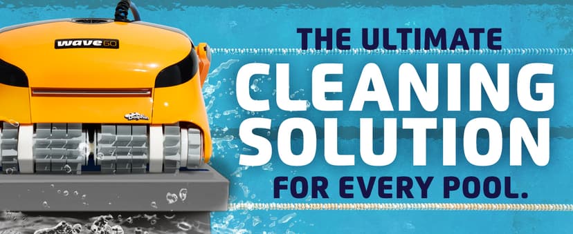 Dolphin Wave 60 Automatic Robotic Pool Vacuum Cleaner Includes Caddy, Wall Climbing Scrubber Brush, Top Load Filters, Ideal for Commercial Pools up to 50 FT in Length