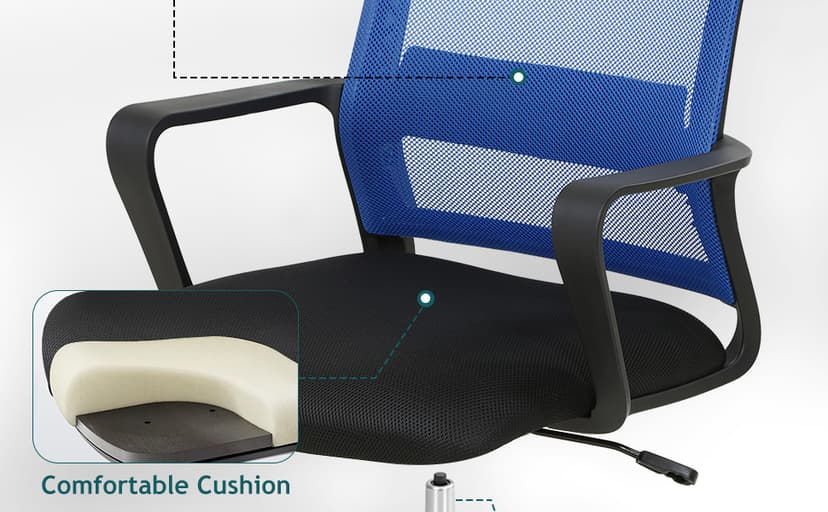 PayLessHere Gaming Chair Ergonomic Computer Chair Office Chair Video Game Chairs with Lumbar Support Desk Chair Armrest Mid Black Cushion Swivel Rolling Chair with Wheels for Home Office (Blue)