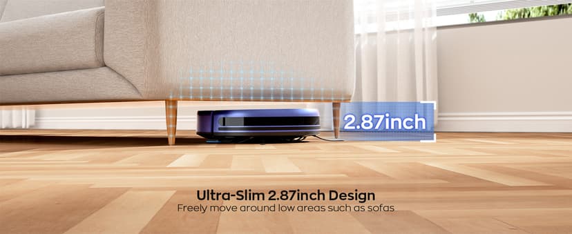 Robot Vacuum and Mop Combo, 2-in-1 Mopping Robot Vacuum Cleaner with 2300Pa Suction, 2.87'' Slim Design, Wi-Fi/App/Voice Control, 3D Obstacle Avoidance&Self-Charging for Hard Floors, Carpets, Pet Hair