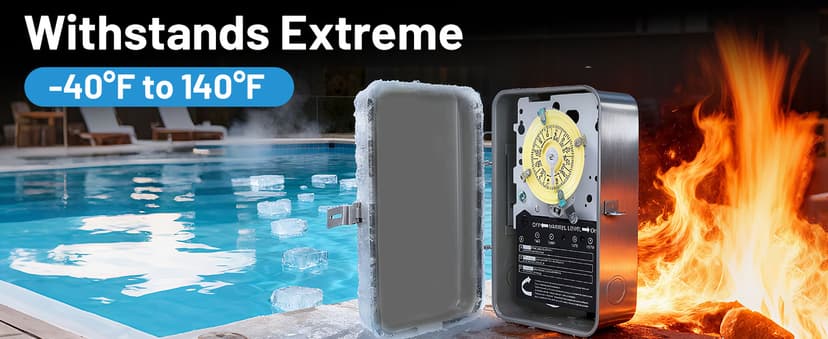 T104M Mechanical Time Switch (Mechanism Only), 208-277V AC 40A DPST, 24-Hour Dial with 12 ON/Off Trips, Heavy-Duty Timer Switch for Pool Pumps Water Heater Lighting and HVAC, with 4 Timer Trippers