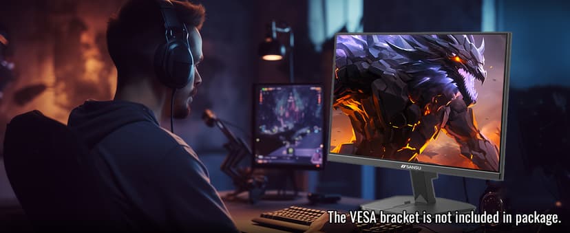 SANSUI 24 Inch Gaming Monitor 200Hz 1Ms FreeSync HDR 110% sRGB FHD 1080P Computer Monitor HDMI DP Ports Eye Care Frameless VESA Mount Cable Management (ES-G24F4L HDMI Cable Included)