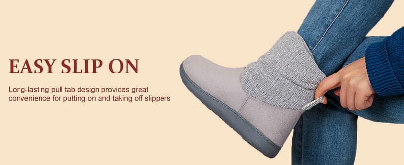 LongBay Women's Warm Chenille Knit Bootie Slippers Memory Foam Comfy Suede Fluffy Faux Fur Boots House Shoes