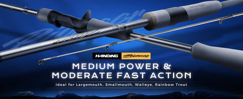 HANDING Pioneer Bass Fishing Rod Versatile Spinning & Casting Rod with Medium Power Moderate Fast Action EVA Handle for Largemouth Smallmouth Walleye