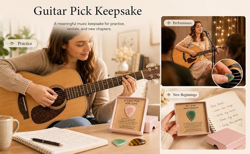 Natural Crystal Guitar Pick Gift for Guitar Players, Handmade Gemstone Plectrum for Acoustic Guitar, Inspirational Music Gift for Practice, Performance, Graduation, New Beginnings (Green Aventurine) B0GWLBSZFJ