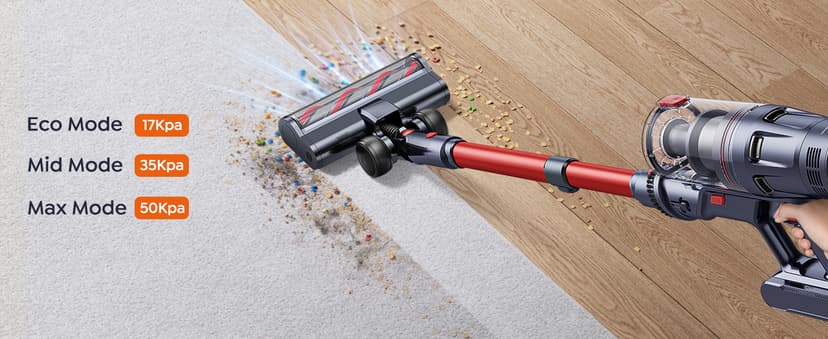 Cordless Vacuum Cleaner, 600W 50Kpa 65Mins Vacuum Cleaners for Home, Self-Standing Stick Vacuum with Touch Screen & Wall Charging Station for Hard Floor Carpet Pet