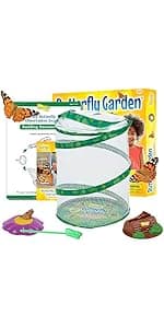 Insect Lore Butterfly Garden Kit – 10 Live Caterpillars, Habitat, STEM Journal, 2 Chrys-a-lid Holding Logs & Feeder – Grow & Release Painted Lady Butterflies – Educational Science Toy