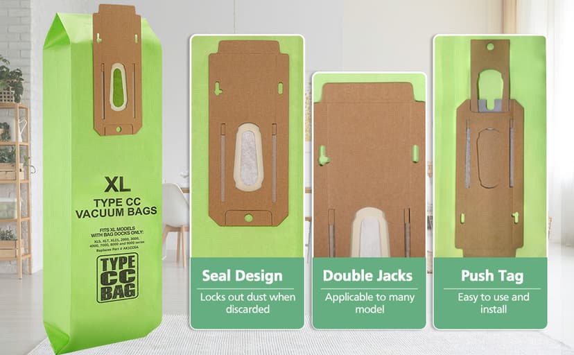 16 Packs Vacuum Bags for Oreck Type CC, Compatible with All Oreck XL Upright Vacuum Cleaner - Replaces Part # CCPK8DW