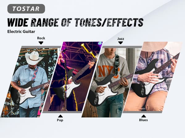 Tostar 39 Inch Full Size Electric Guitar Kit For Beginners And Adults,SSS Pickup Stratocaster Guitarra Electrica Set Includes Tremolo Bridge,Amp,Strings,Stand,Case Bag,Birthday Christmas Holiday Gifts