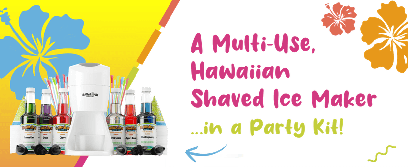 Hawaiian Shaved Ice S900A Made in USA Professional Fluffy Ice & Snow Cone Machine for Home Use - Complete Party Kit with Flavor Syrups