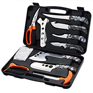 Portable Butcher Game Processor Set, 12 Pieces KNINE OUTDOORS Hunting Deer Knife Set Field Dressing Kit B099QTQ98L