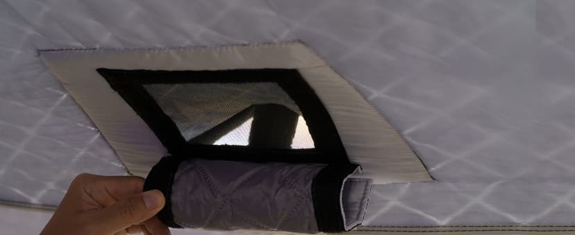 QualyQualy Insulated Pop-Up Tent with Floor - 8-10 Person Ice Fishing Shelter, 147sq.ft Windproof Ice Shack Hut with Stove Jack, Carrying Bag