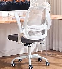 Ergonomic Mesh Office Chair for Home Office, Flip-Up Arms, Breathable Mesh Back & Thick Seat Cushion, Swivel Rolling Computer Desk Chair, BIFMA Certified, Supports 300 lbs (Black Frame/Black Seat)