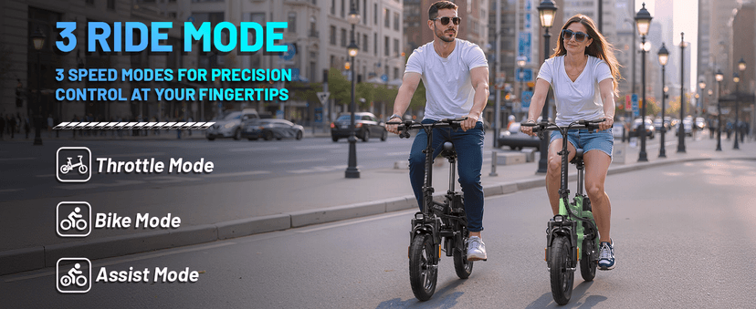 Foldable Electric Bike for Adults and Teens, 700W Peak Motor Ebike with 30-60 Miles PAS Range, 14" Folding Mini E Bike for Commute, Electric Bicycle with 48V Removable Battery