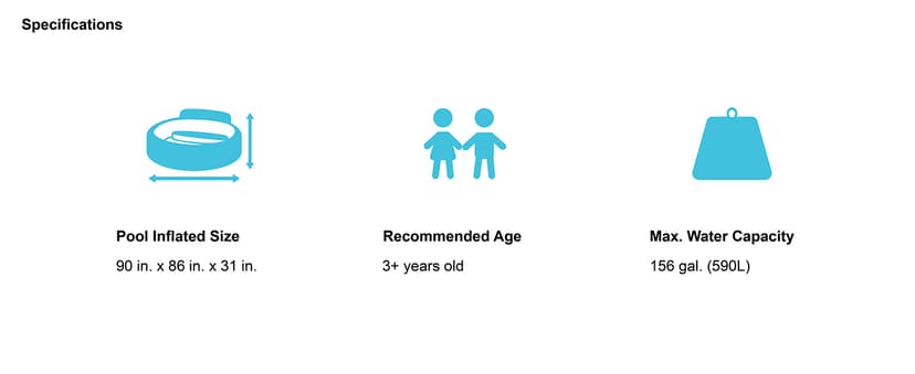 INTEX Swim Center Inflatable Family Lounge Pool: Built-In Bench – Cup Holder – 156 Gallon Capacity – 90" x 86" x 31" – Blue