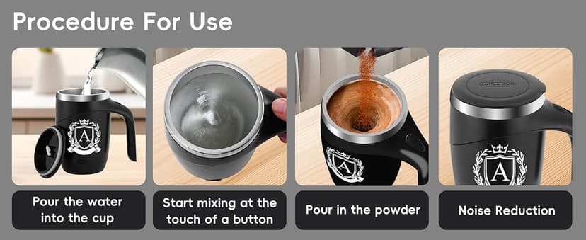 Initial Magnetic Stirring Coffee Mug Stainless Travel Cup Adult Men Guy Him Brother Dad Boyfriend Uncle Niece Best Friendship Grandpa Grandfather Husband Son Law Happy Birthday Cool Meaningful Gifts,J