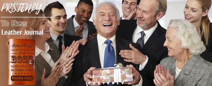 PRSTENLY Boss Gifts Leather Journal, 140 Page Refillable Journal Thank You Appreciation Farewell Retirement Christmas Birthday Bosses Day Gifts for Women Men Boss Lady