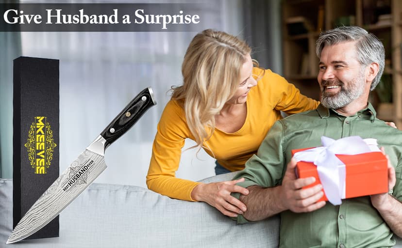 Anniversary Men Gifts for Husband from Wife Husband Birthday Gifts 8 inch Kitchen Knife Gifts Set for Men Professional Chef's Knife Christmas Presents for Him Husband(Best Husband)