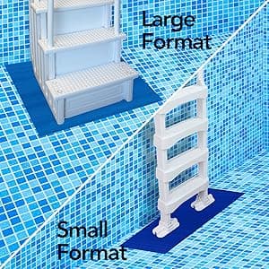 RESILIA Stay-Put Swimming Pool Ladder Mat - Non-Slip, Wide Ribbed, Protective Pad, 36 Inches x 36 Inches, 0.125 Inch Thick, Royal Blue, Made in USA