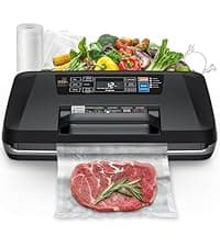 95kpa Vacuum Sealer, Commercial Fully Automatic Food Sealer, Powerful Sealing System, Double Heat Seal, Built-in Cutter and Bag Storage, 1 Roll Bag and 10 Precut Bags