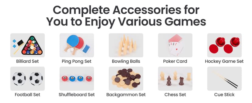 10-in-1 Foosball Table, 48" Combo Game Table - Ping Pong, Air Hockey, Pool, Soccer - All-in-One Game Table with Accessories for Indoor Outdoor Game Rooms and Family Game
