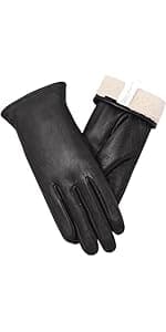 Vislivin Full-Hand Womens Touch screen Gloves Genuine Leather Gloves Warm Winter Texting Driving Glove