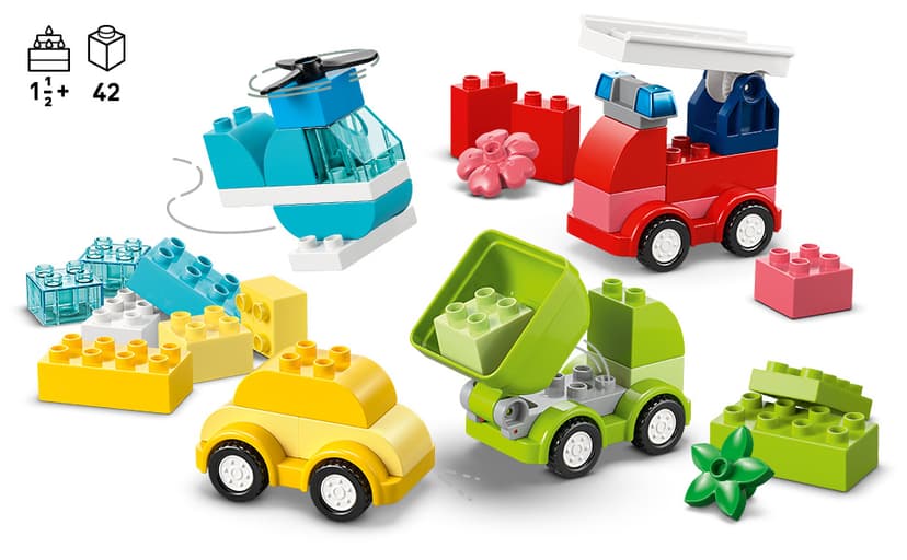 Building Toys for Boys & Girls, Ages 1.5+, Develops Fine Motor Skills, Learning Playset, 42 Pieces, Gift for Toddlers LEGO DUPLO My First Creative Vehicles 10474 B0FMS6DY4Q