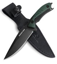 FLISSA Survival Hunting Knife with Sheath, 15-inch Full Tang Fixed Blade Tactical Bowie Knife with Sharpener & Fire Starter for Camping, Outdoor, Bushcraft