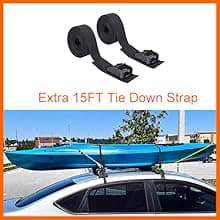 MeeFar Universal Car Soft Roof Rack Pads Luggage Carrier System for Kayak Surfboard SUP Canoe Include 2 Heavy Duty Tie Down Straps, 4 Tie Down Rope, 4 Quick Loop Strap and Storage Bag