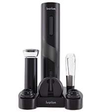 Ivation Wine Gift Set – Includes Electric Opener, Aerator, Vacuum Preserver, 2 Stoppers, Foil Cutter & Charging Base