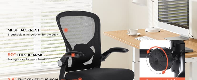 Drafting Chair, Tall Office Chair for Standing Desk, Mesh High Desk Chair with Flip-Up Armrests, Ergonomic Office Chair with Lumbar Support, Adjustable Footrest Ring Studio Chair, Black