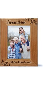 CEDAR CRATE MARKET Grandparent Gifts, Grandparent Picture Frame - Laser Engraved Natural Alder Wood Horizontal Photo Frame, Easel Back, Wall Mount Fits 5x7 Horizontal Portrait Sentimental Gift