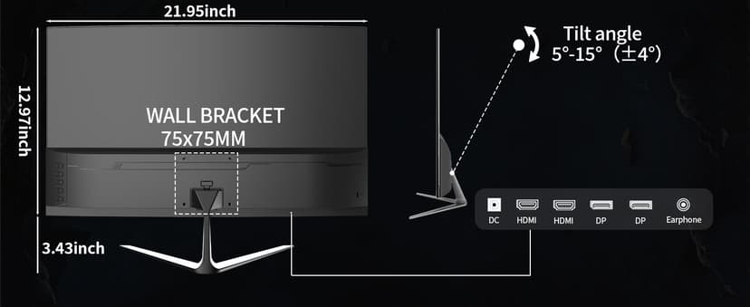 ZZA 25" Curved Gaming Monitor, 240Hz|144Hz FHD(1920 * 1080P) VA Screen Computer Monitor, Supports Freesync, 120% sRGB, Blue Light Filter,AMD Freesync, Wall Mountable Installs(HDMI 1.4/DP 1.2)
