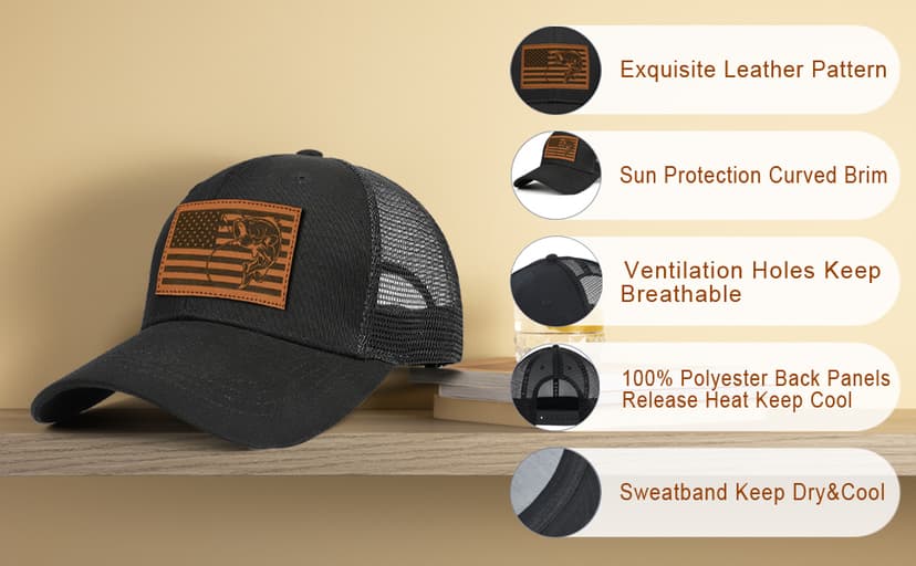 Ozrhuve Men's Hat Gifts for Dad Husband Grandpa Father's Day Christmas Birthday Gift Trucker Hat Leather Pattern Baseball Cap