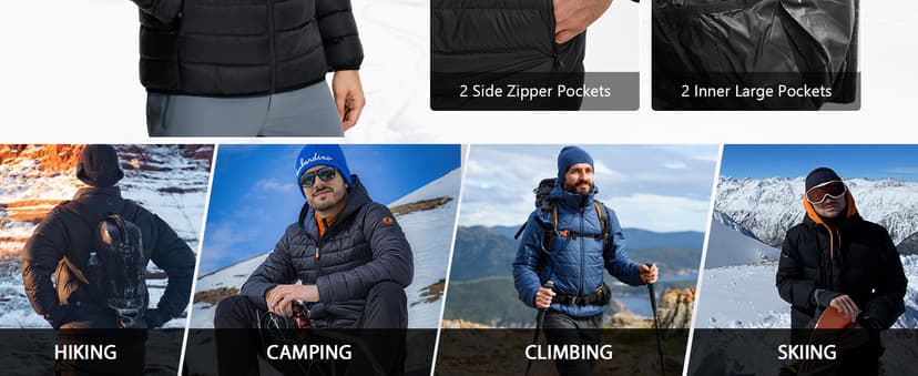 Pioneer Camp Men's Down Puffer Jacket with Hood Lightweight Packable Warm Insulated Thermal Puffy Winter Coat Ski Travel