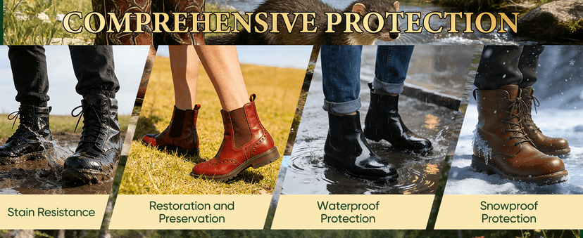 Awaydol 4-in-1 Mink Oil Leather Conditioner and Cleaner 3.52 oz - Premium Waterproof Formula for Leather Cowboy Boots,Shoes,Saddles & Bags with Horsehair Brush, Sponge & Microfiber Cloth